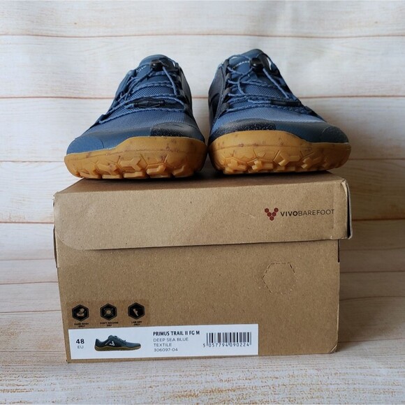 Vivobarefoot Primus Trail II FG Deep Sea Blue Textile Walking Running Sneakers main image 5